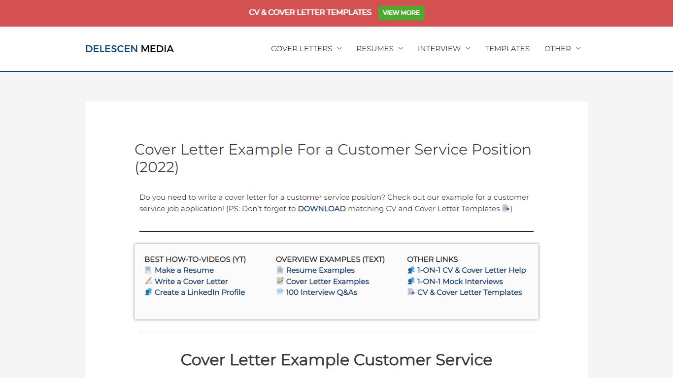 Cover Letter Example For a Customer Service Position (2022) - Delescen