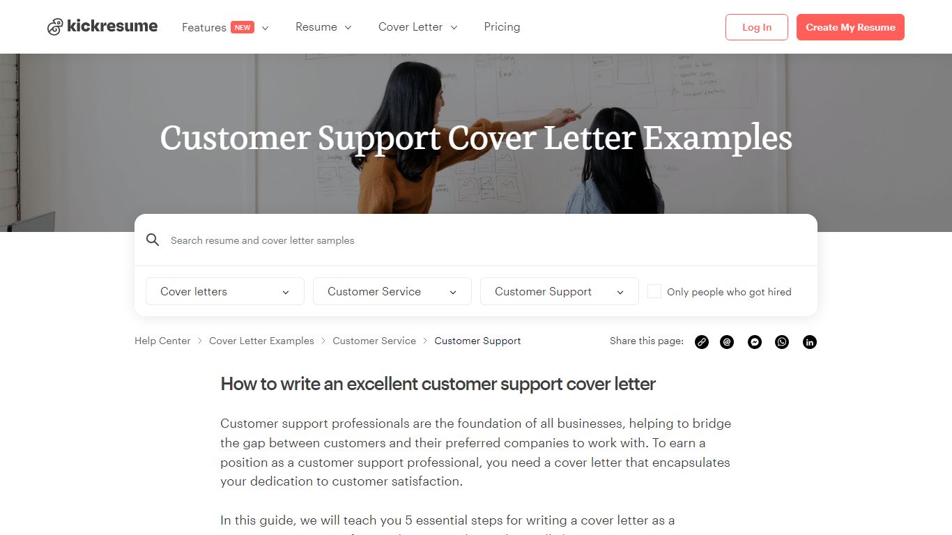 Customer Support / Customer Service Cover Letter Examples