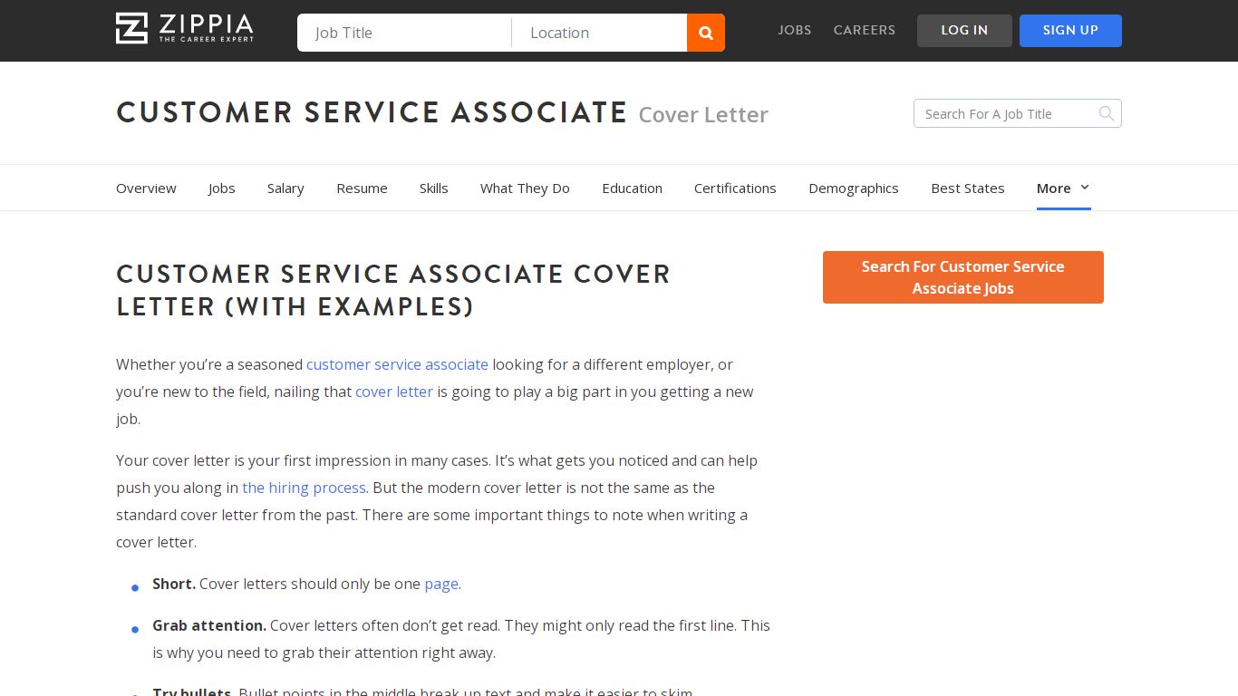 Customer Service Associate Cover Letter (With Examples) - Zippia